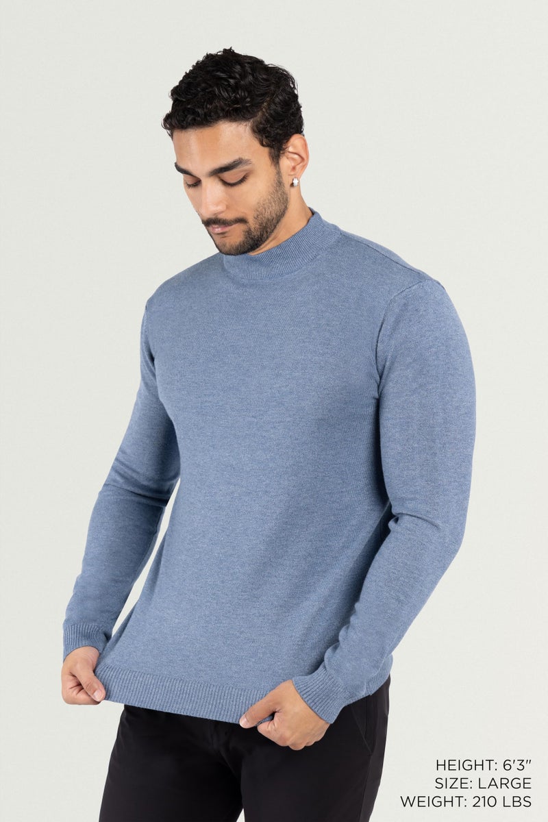 X RAY Mens Mock Neck Sweater, Soft Slim Fit Pullover Top, Basic Mock Neck Sweater for Men, Heather Slate, X-Large - Image 3